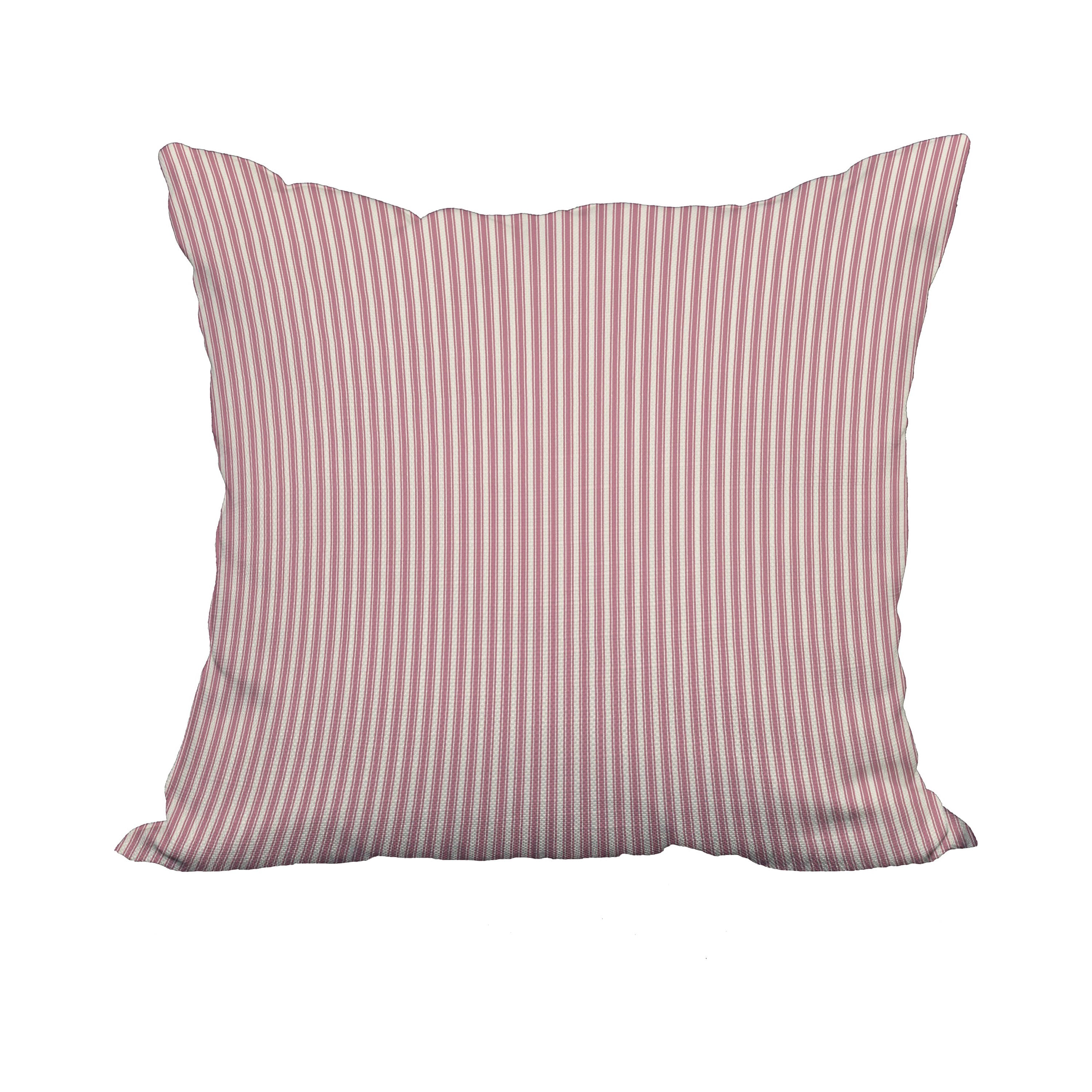 20 x 20 Inch Ticking Stripe Purple Stripe Print Decorative Polyester Throw Pillow with Linen Texture