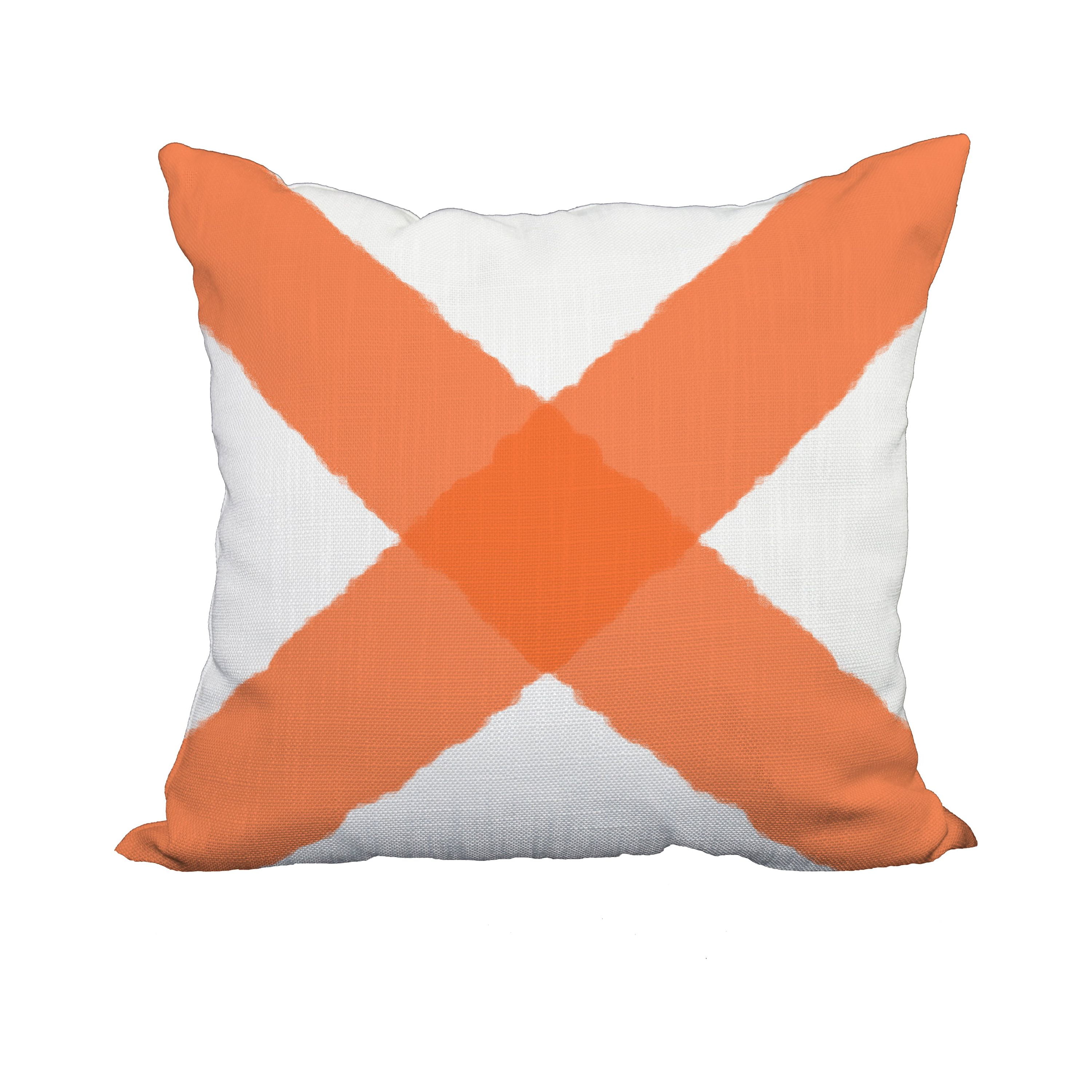 20 x 20 Inch X Marks the Spot Orange Geometric Print Decorative Polyester Throw Pillow with Linen Texture