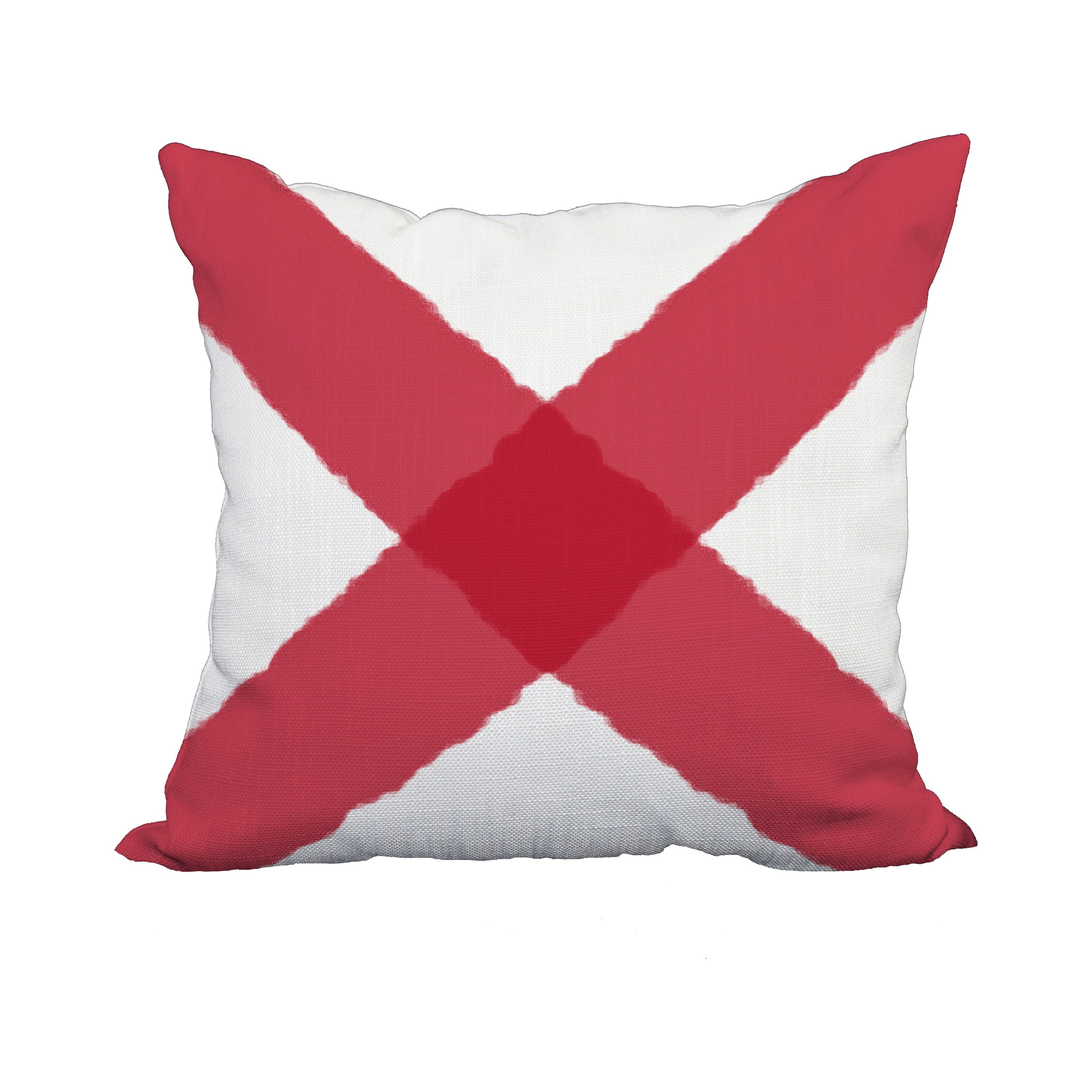 20 x 20 Inch X Marks the Spot Red Geometric Print Decorative Polyester Throw Pillow with Linen Texture