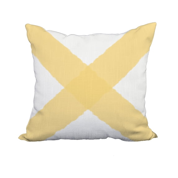 20 x 20 Inch X Marks the Spot Yellow Geometric Print Decorative Polyester Throw Pillow with Linen Texture