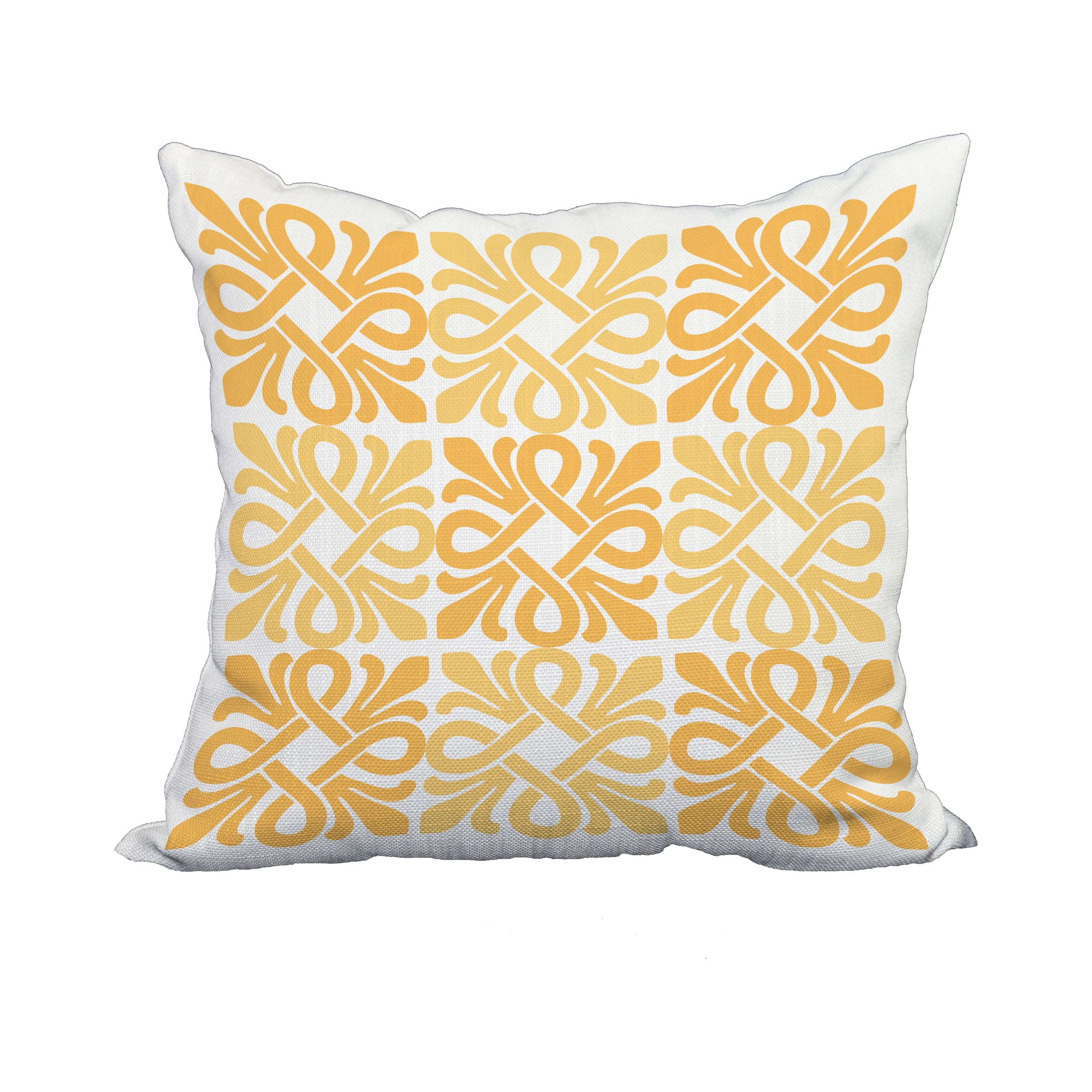 20 x 20 Inch Yellow Geometric Print Decorative Polyester Throw Pillow with a Linen Texture