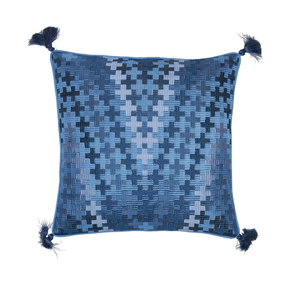Pepi Blue Santorini Embroidered Accent Throw Pillow 20" x 20"