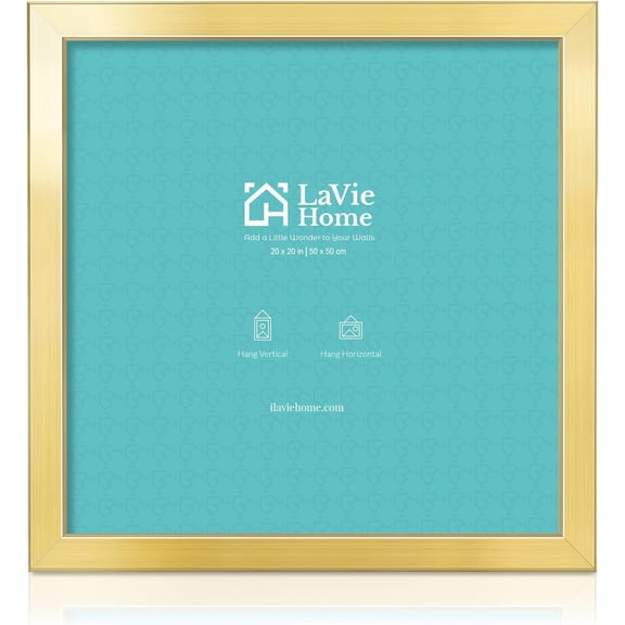 20 x 20 Picture Frame, Square Poster Frame with High Definition Plexiglass, Horizontal or Vertical Wall Gallery Poster Frames Suitable for Photos, Artworks, Posters,Puzzle, Gold 1pc