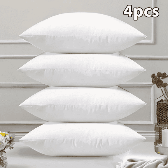 20 x 20 Pillow Inserts, White Square Decorative Pillow Forms, Throw Pillow for Couch & Bed (4 Count)