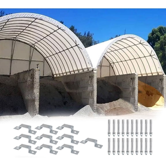 20' x 20' Shipping Container Shelter Kit 21oz PVC Cover Canopy Roof & Clamp with Expansion Bolt Mounting Kit for Securing Shelter on Concrete Surfaces