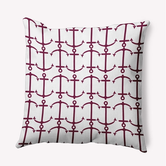 20" x 20" Simply Daisy Anchor Pattern Indoor/Outdoor Pillow, Maroon Red Qty 1