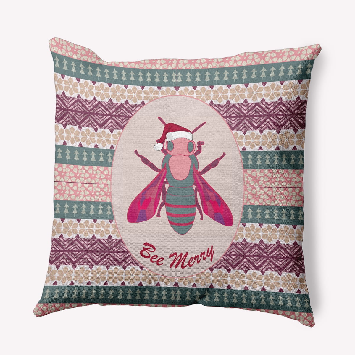 20" x 20" Simply Daisy Bee Merry Polyester Accent Pillow, Blustone Green Qty 1