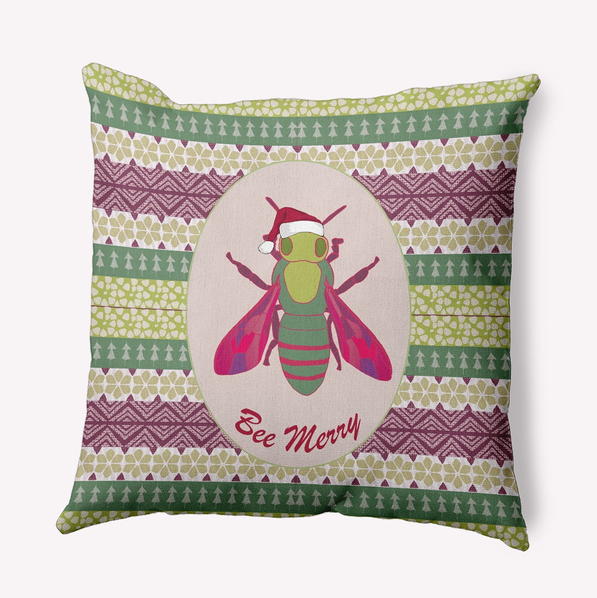 20" x 20" Simply Daisy Bee Merry Polyester Indoor/Outdoor Pillow, Succulent Green Qty 1