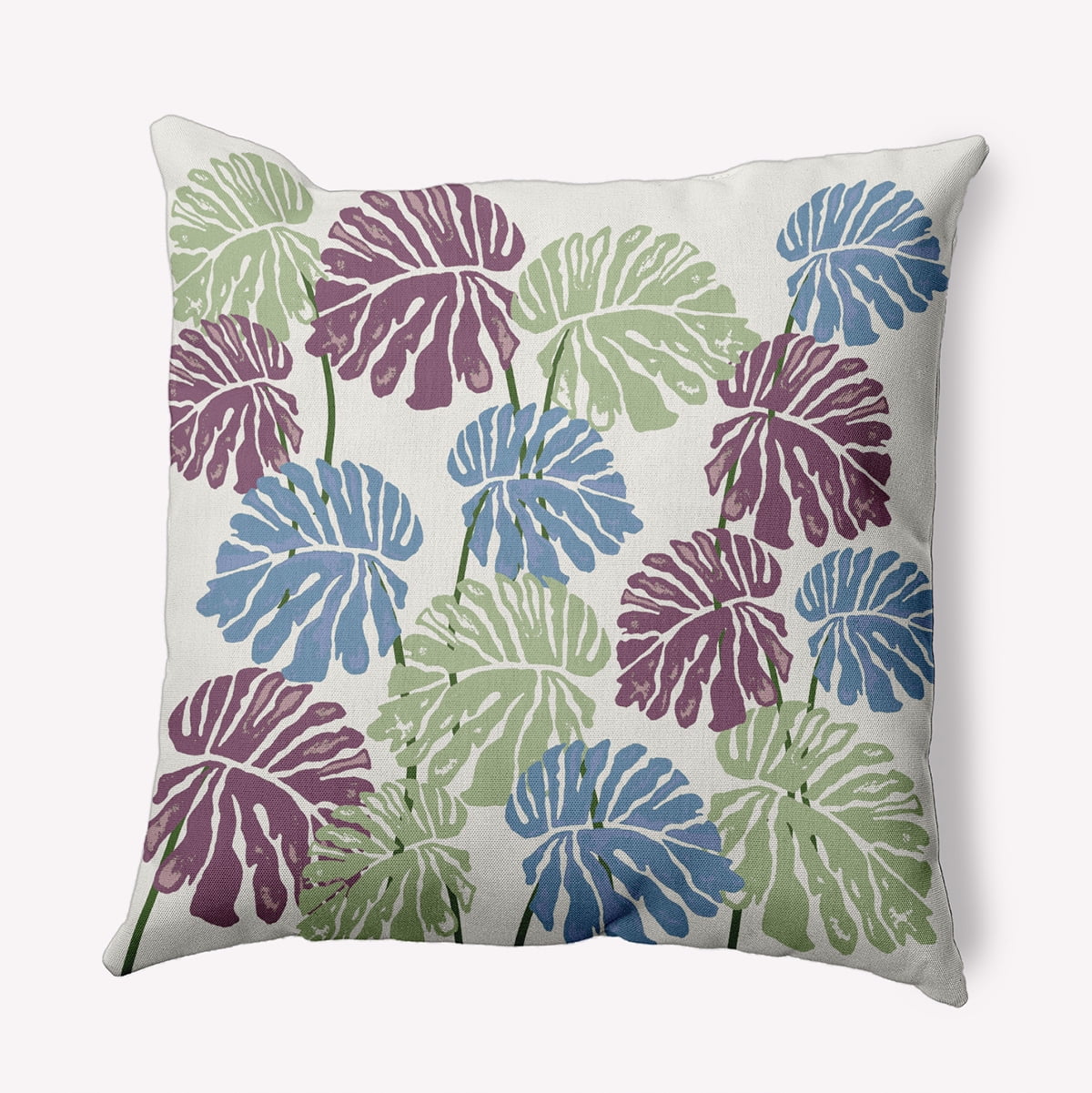 20" x 20" Simply Daisy Big Leaves Polyester Indoor/Outdoor Pillow, Chambray Qty 1