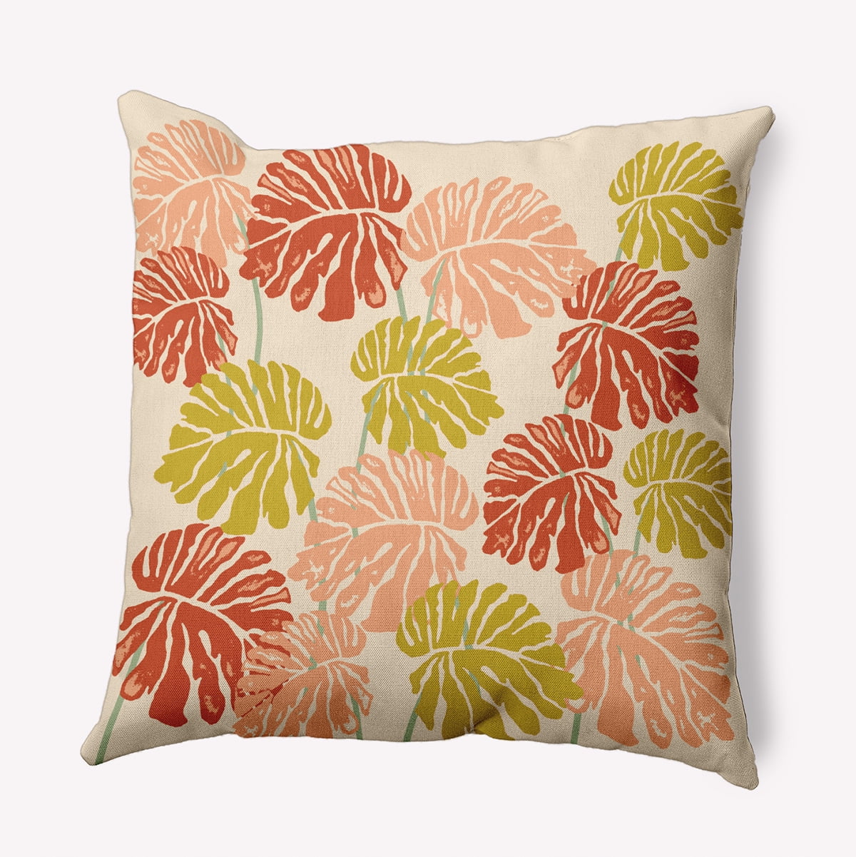 20" x 20" Simply Daisy Big Leaves Polyester Indoor/Outdoor Pillow, Mustard Qty 1