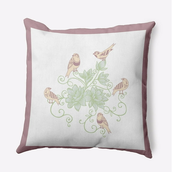 20" x 20" Simply Daisy Birds And Flowers Polyester Indoor/Outdoor Pillow, Romantic Purple Qty 1