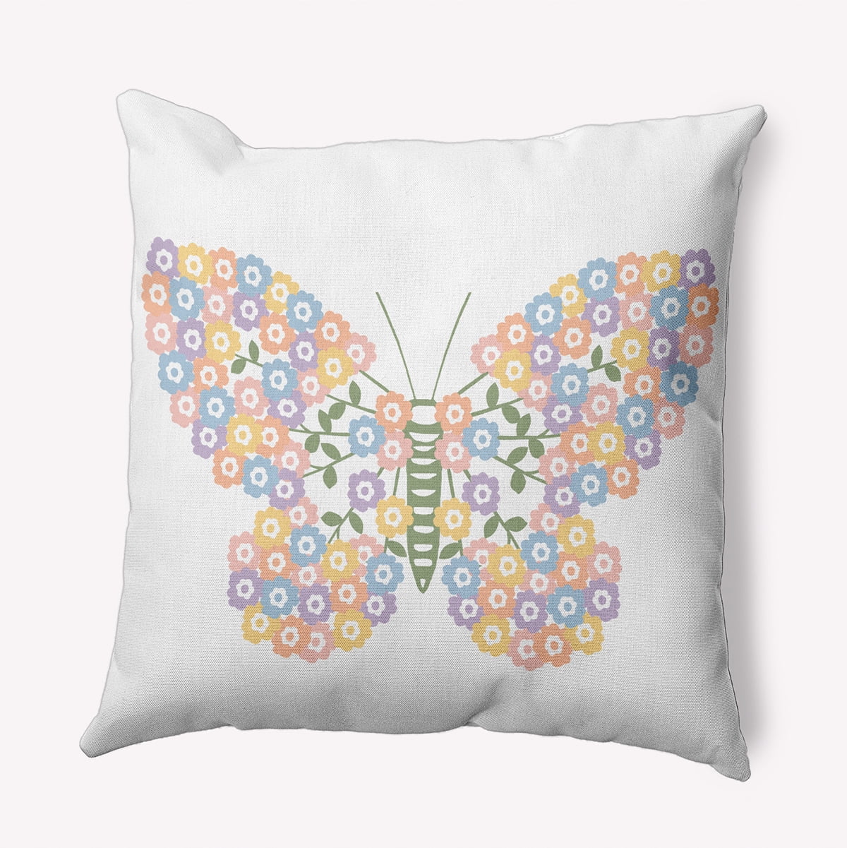 20" x 20" Simply Daisy Blooming Butterfly Polyester Indoor/Outdoor Pillow, Green Tea Qty 1
