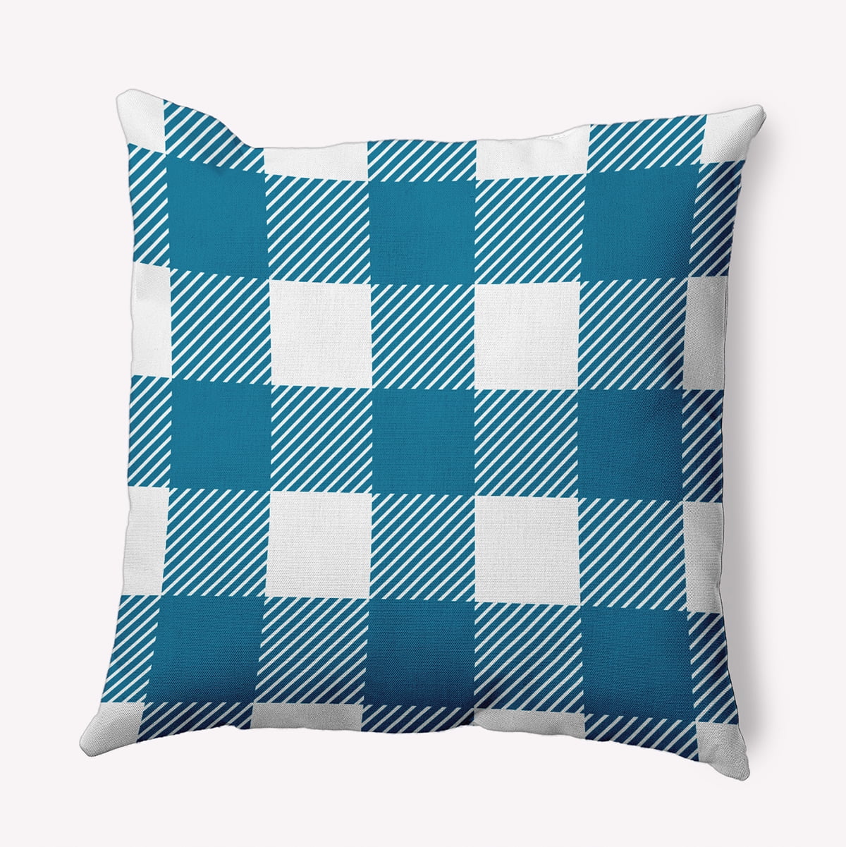 20" x 20" Simply Daisy Buffalo Plaid Polyester Accent Pillow, Unreal Teal Qty 1
