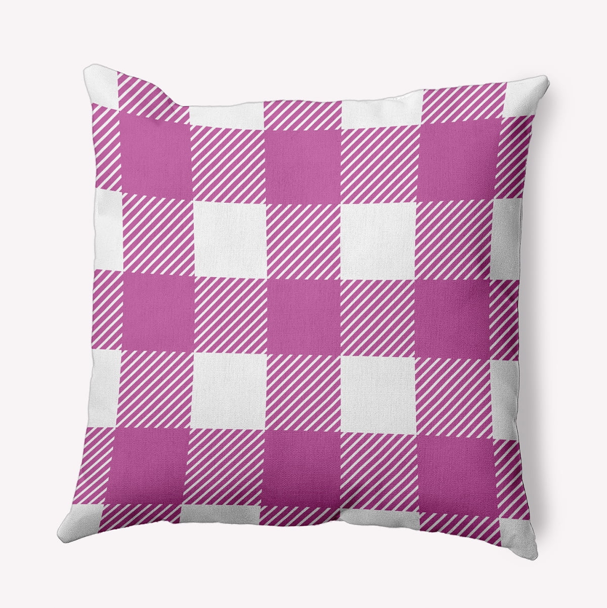 20" x 20" Simply Daisy Buffalo Plaid Polyester Indoor/Outdoor Pillow, Orchid Qty 1