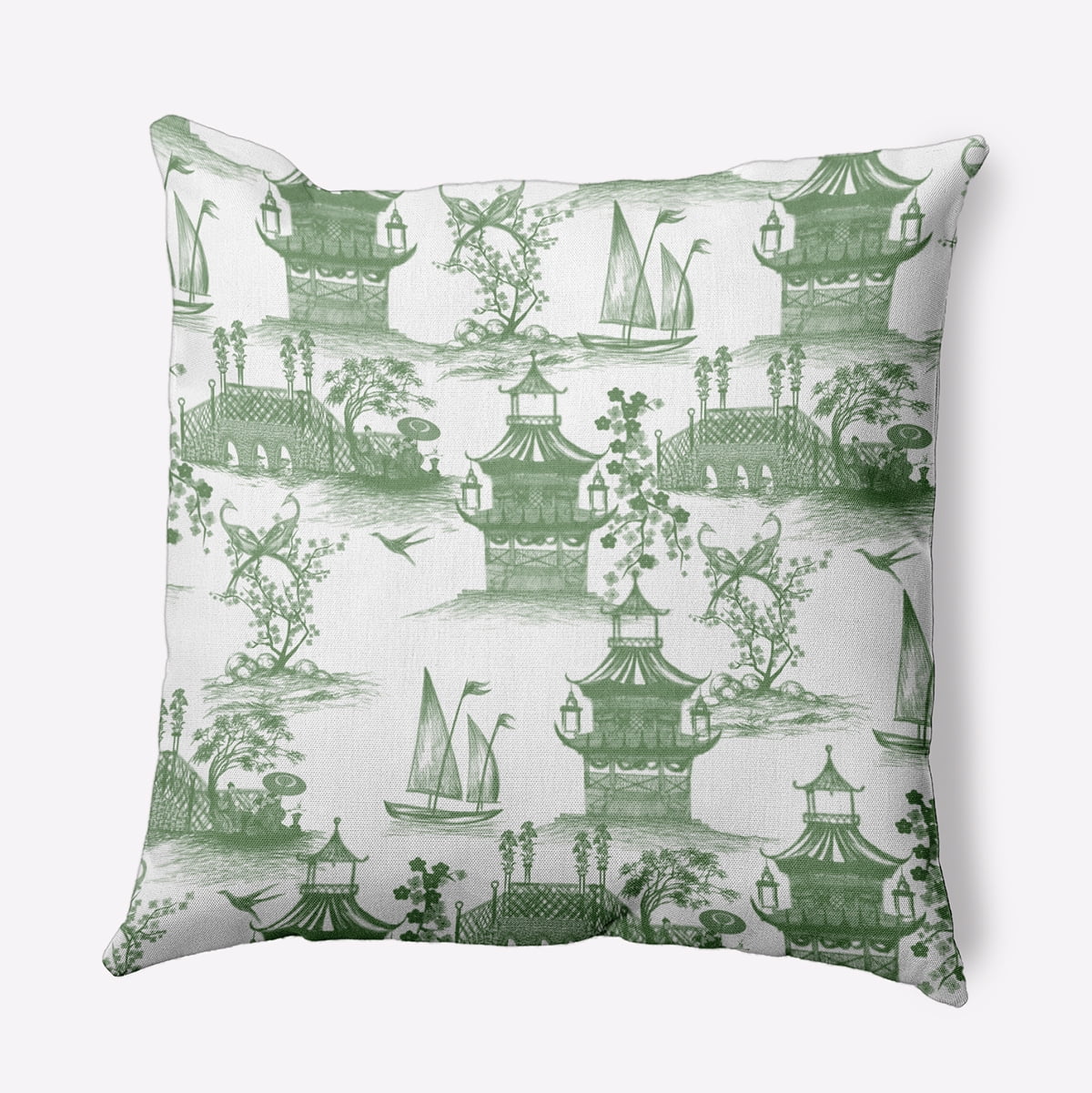 20" x 20" Simply Daisy China Old Indoor/Outdoor Polyester Throw Pillow, Green Qty 1