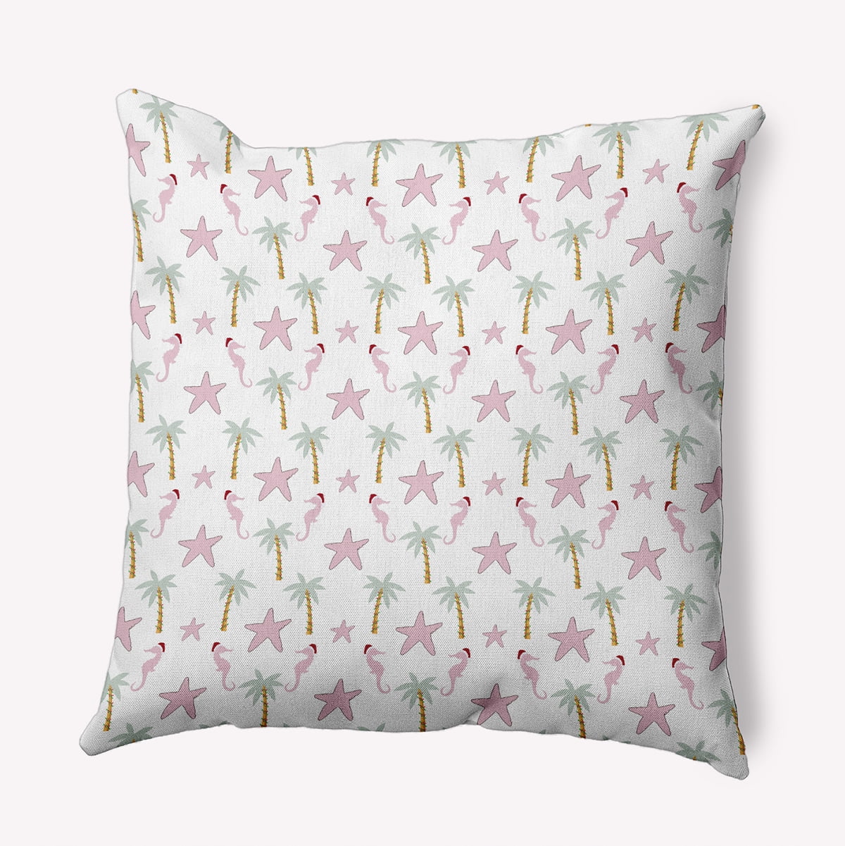 20" x 20" Simply Daisy Christmas Beach Pattern Polyester Indoor/Outdoor Pillow, Light Pink Qty 1