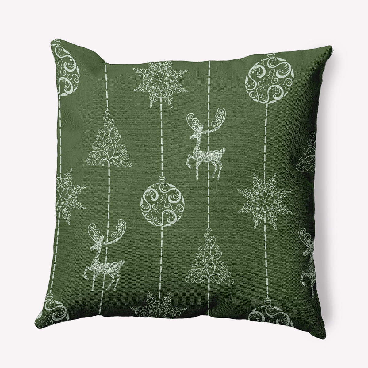 20" x 20" Simply Daisy Christmas Lines Polyester Accent Pillow, Moss Green Qty 1