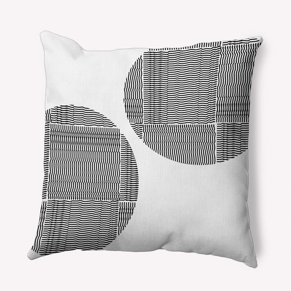 20" x 20" Simply Daisy Circles and Squares Indoor/Outdoor Pillow, Raven Black Qty 1