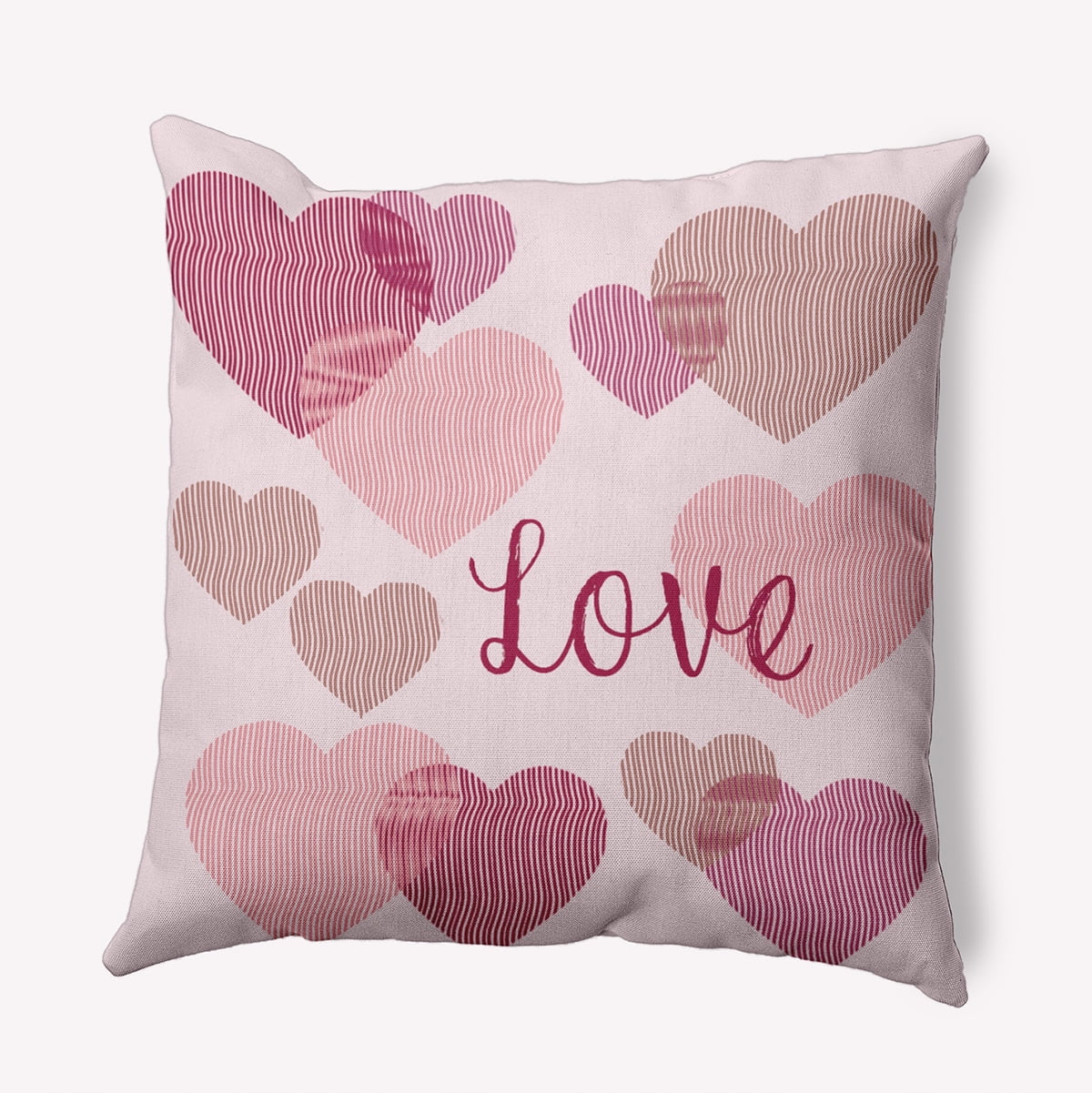 20" x 20" Simply Daisy Colliding Hearts Polyester Indoor/Outdoor Pillow, Bold Pink Qty 1