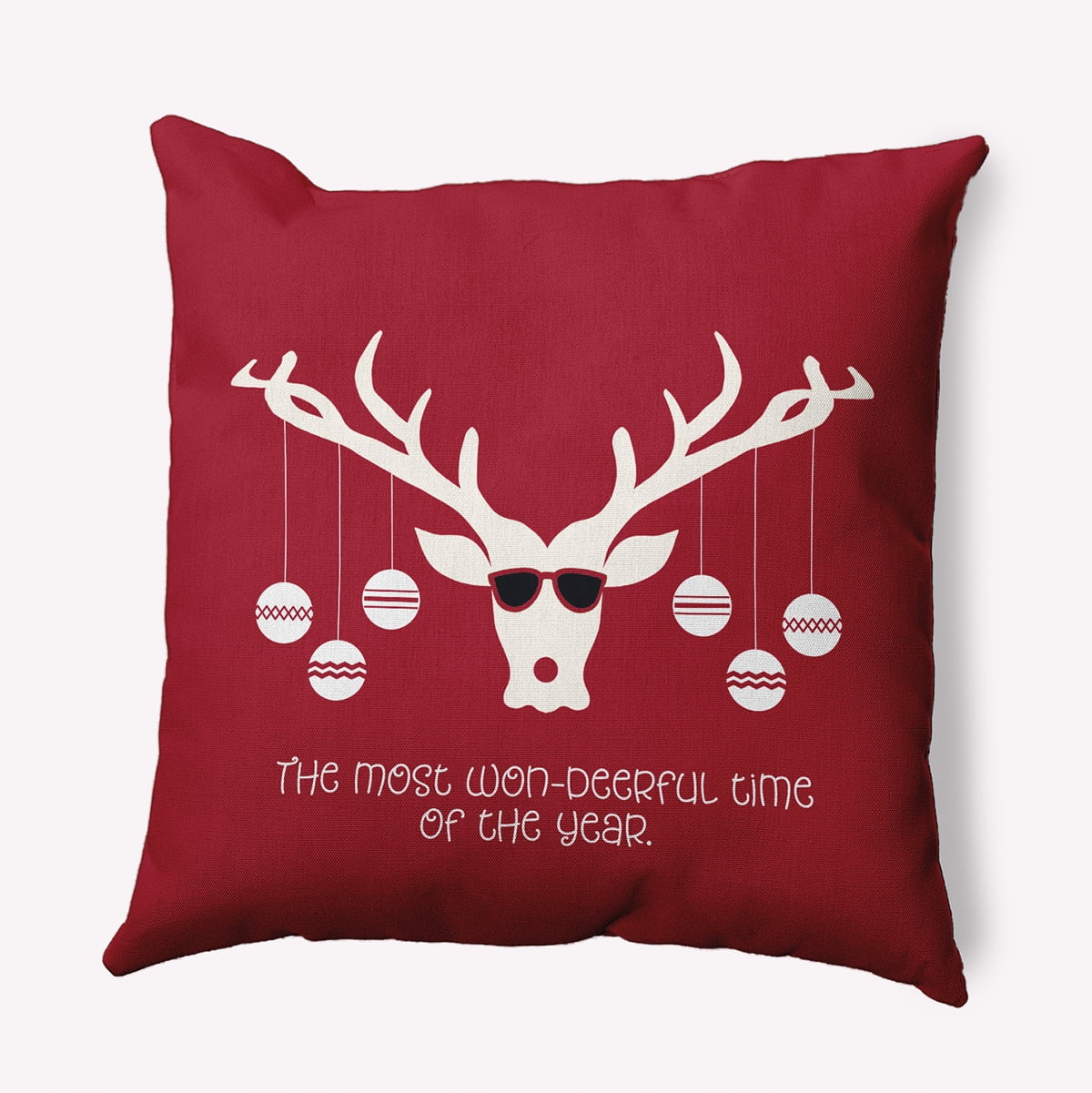 20" x 20" Simply Daisy Cool Christmas Deer Polyester Accent Pillow, Haute Red Qty 1
