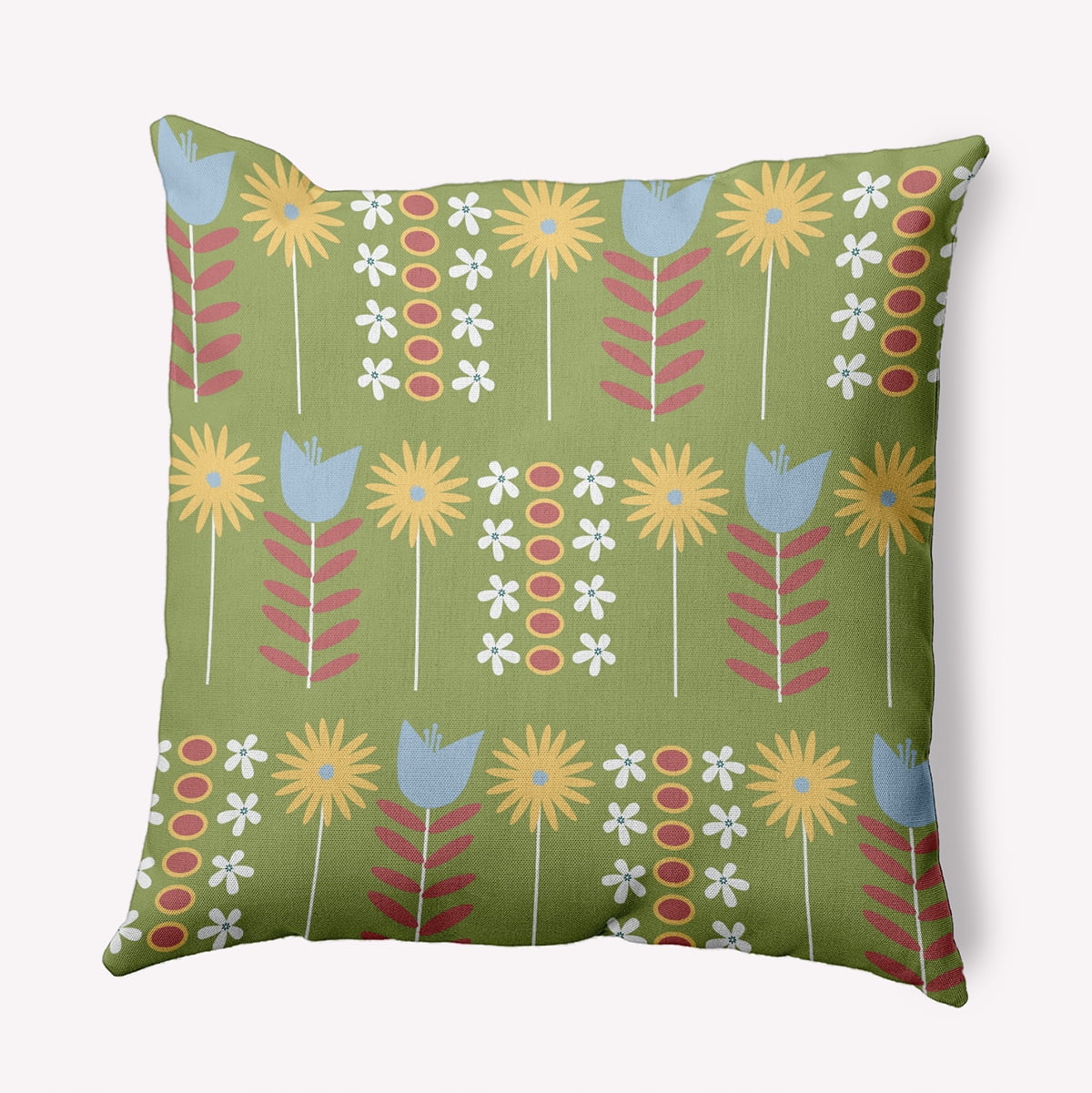 20" x 20" Simply Daisy Daisy May's Garden Indoor/Outdoor Pillow, Apple Green Qty 1