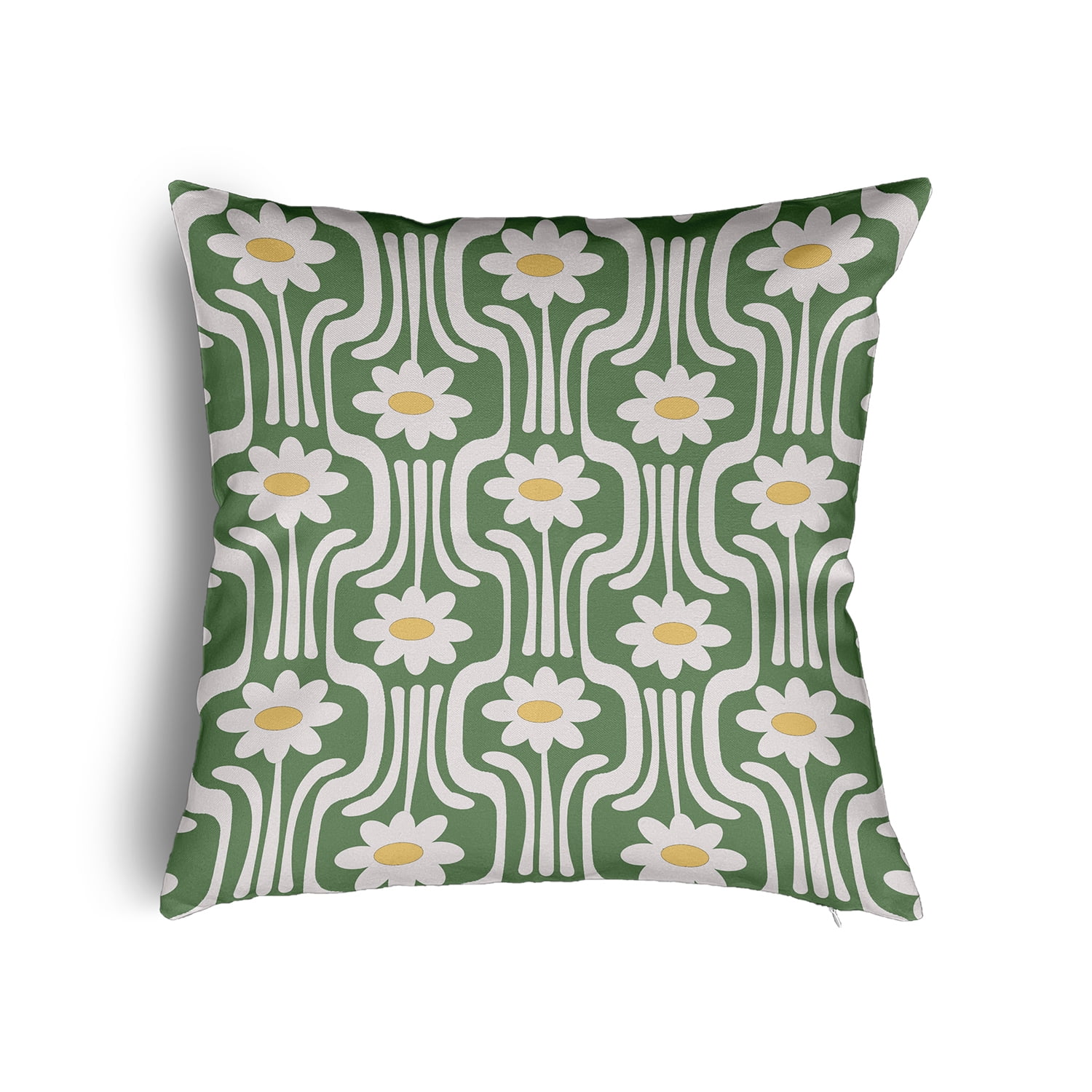 20" x 20" Simply Daisy Daisys and Squiggles Poly Pillow with Zipper, Edamame Qty 1