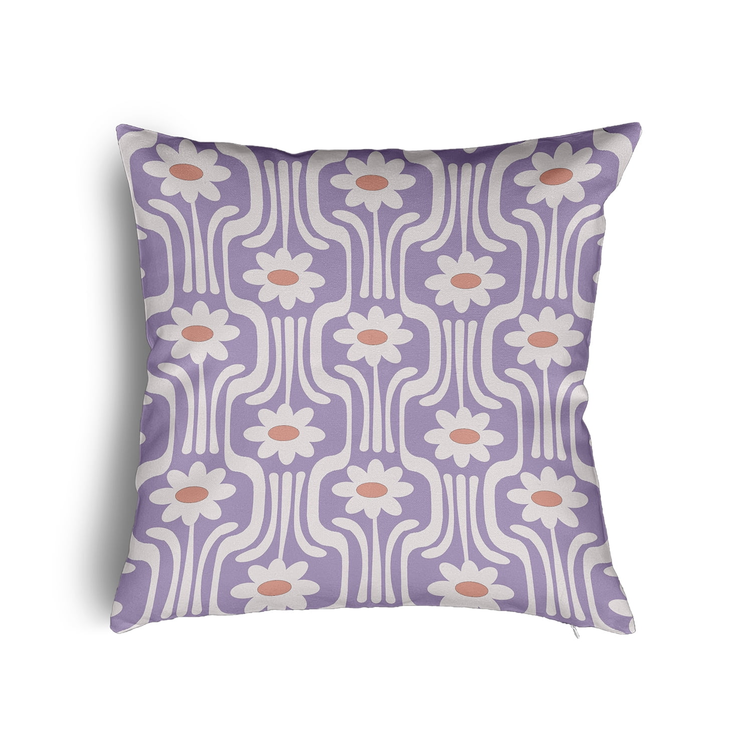 20" x 20" Simply Daisy Daisys and Squiggles Poly Pillow with Zipper, Lilac Qty 1