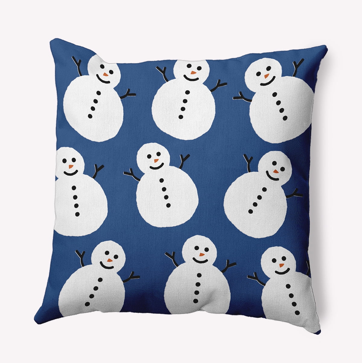 20" x 20" Simply Daisy Dancing Snowmen Polyester Indoor/Outdoor Pillow, Dark Cobalt Qty 1