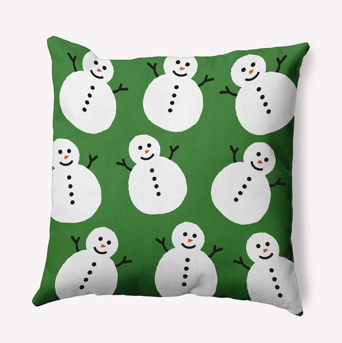 20" x 20" Simply Daisy Dancing Snowmen Polyester Indoor/Outdoor Pillow, Leaf Green Qty 1