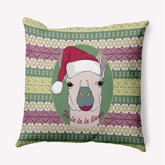 20" x 20" Simply Daisy Fa La Llama Polyester Indoor/Outdoor Pillow, Succulent Green Qty 1