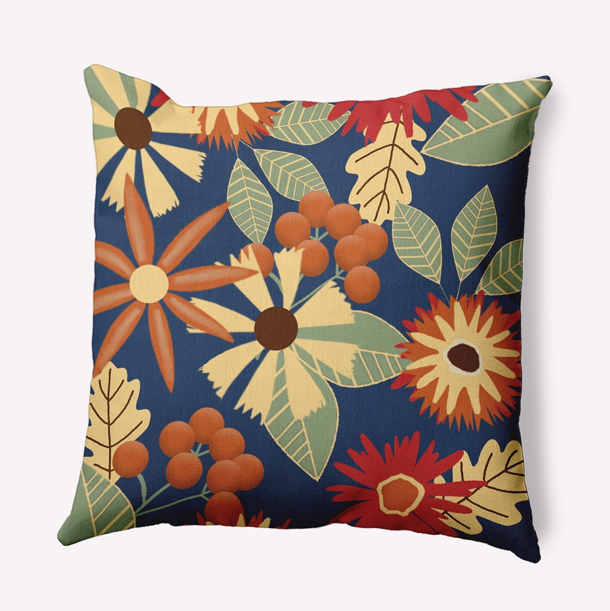 20" x 20" Simply Daisy Fall Floral Polyester Indoor/Outdoor Pillow, Navy Qty 1