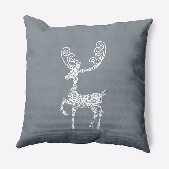 20" x 20" Simply Daisy Fancy Holiday Reindeer Polyester Accent Pillow, Dusty Grey (1 Count)