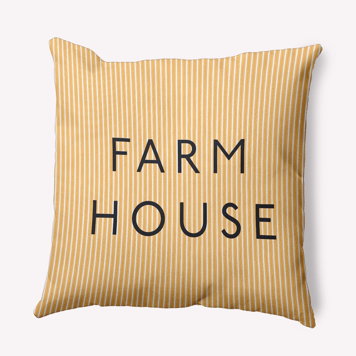 20" x 20" Simply Daisy Farmhouse Ticking Indoor/Outdoor Pillow, Egg Yolk Yellow Qty 1