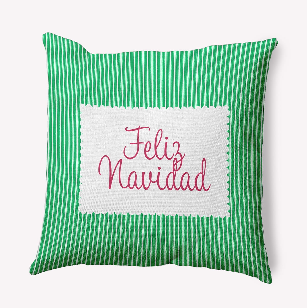 20" x 20" Simply Daisy Feliz Navidad Ticking Polyester Accent Pillow, Bright Green Qty 1