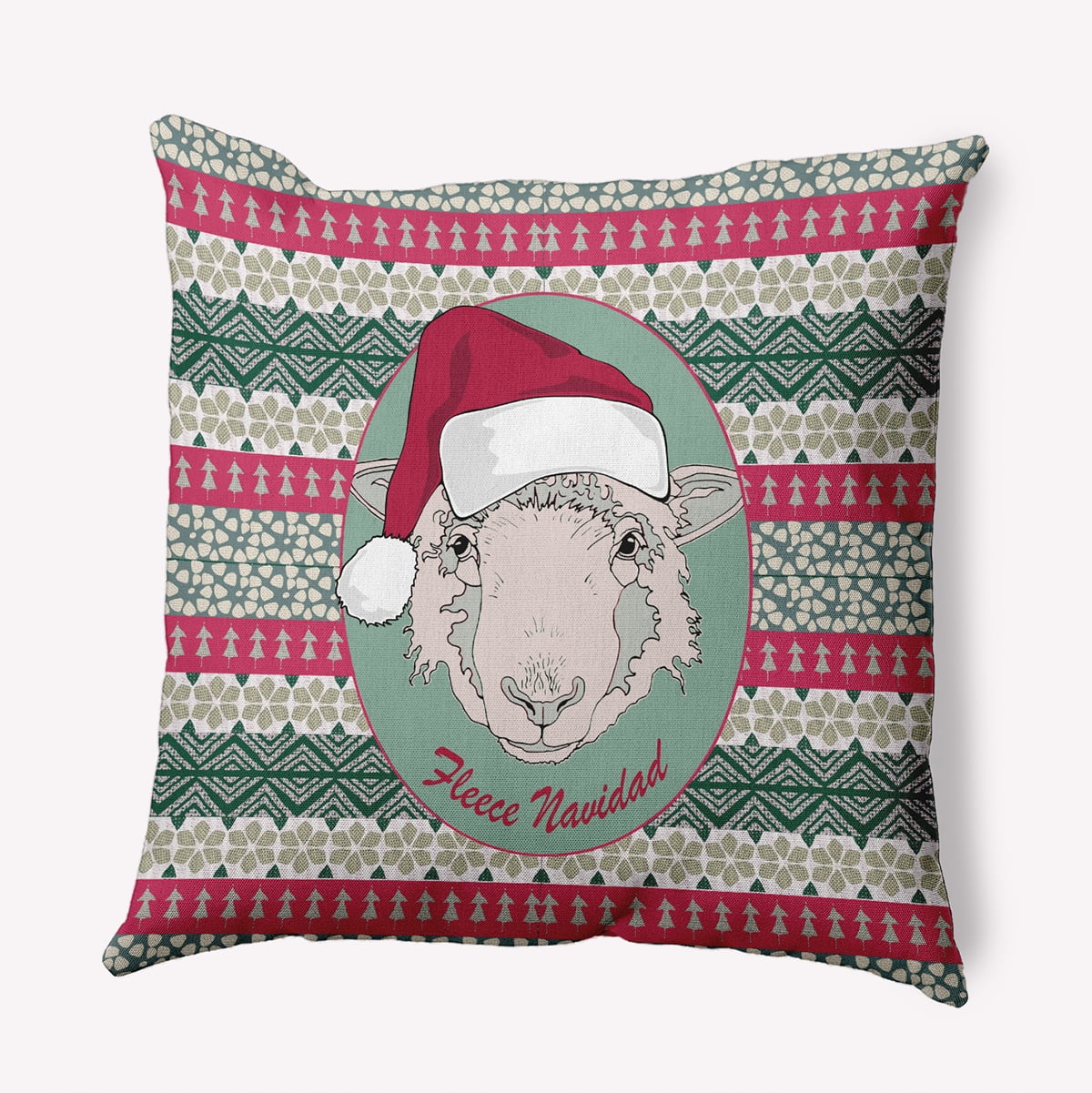 20" x 20" Simply Daisy Fleece Navidad Polyester Indoor/Outdoor Pillow, Green Qty 1