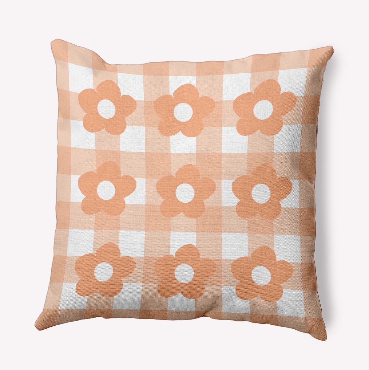 20" x 20" Simply Daisy Flowers on Gingham Polyester Accent Pillow, Orange Qty 1