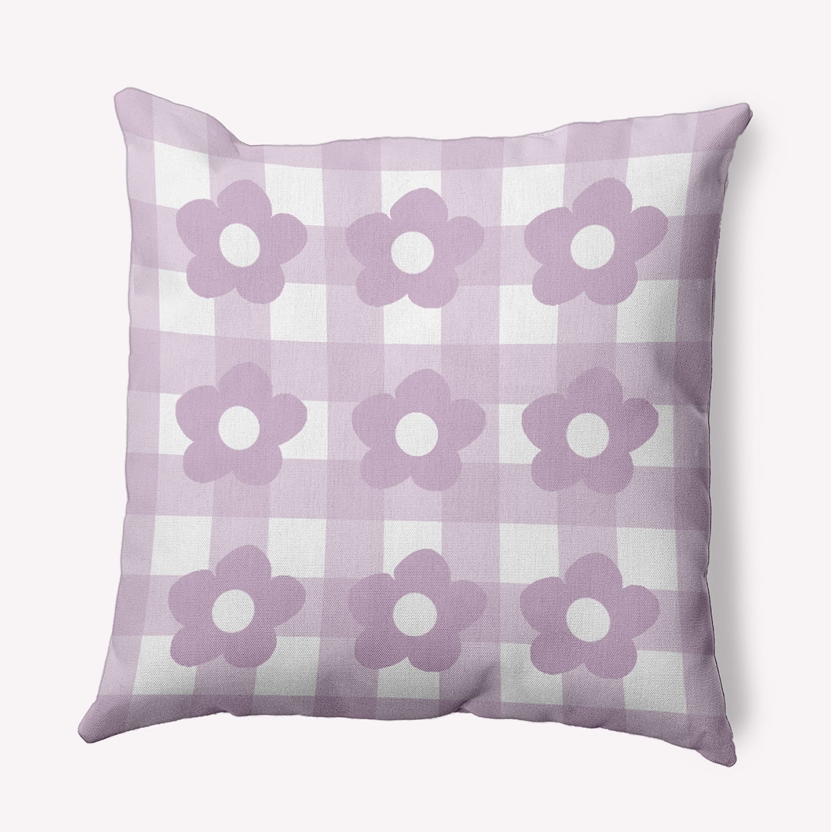 20" x 20" Simply Daisy Flowers on Gingham Polyester Accent Pillow, Purple Qty 1