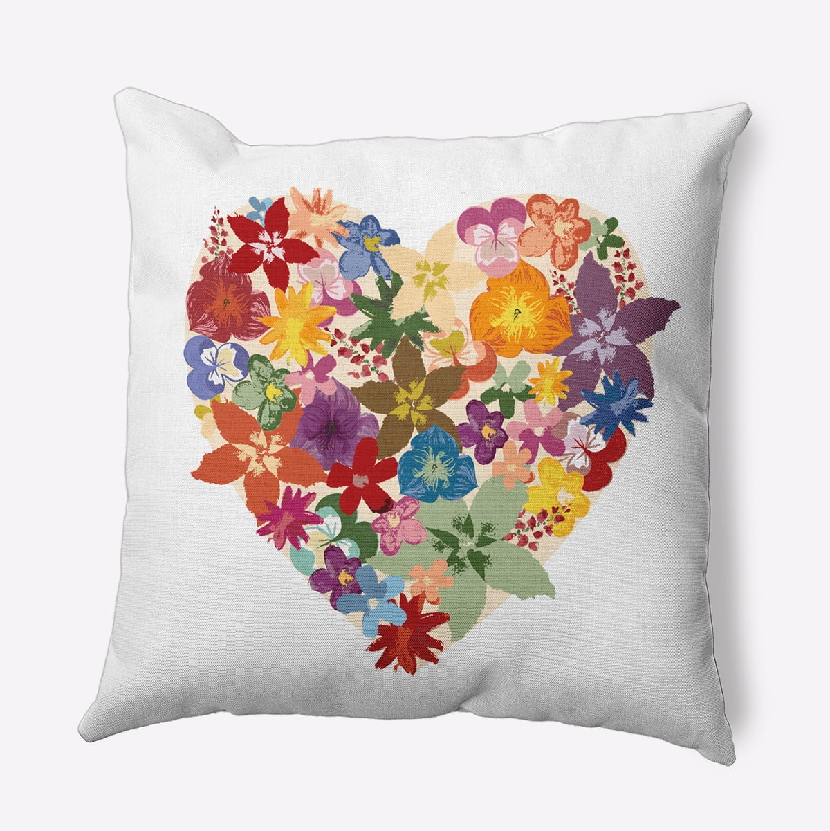 20" x 20" Simply Daisy Flowery Heart Polyester Indoor/Outdoor Pillow, Fresh Green Qty 1