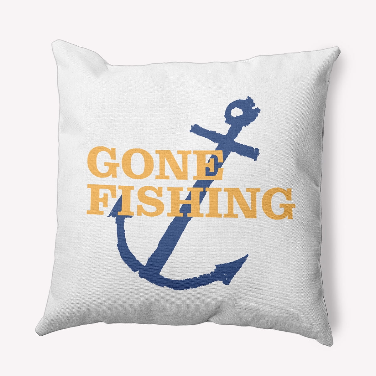 20" x 20" Simply Daisy Gone Fishing Indoor/Outdoor Pillow, Egg Yolk Yellow Qty 1
