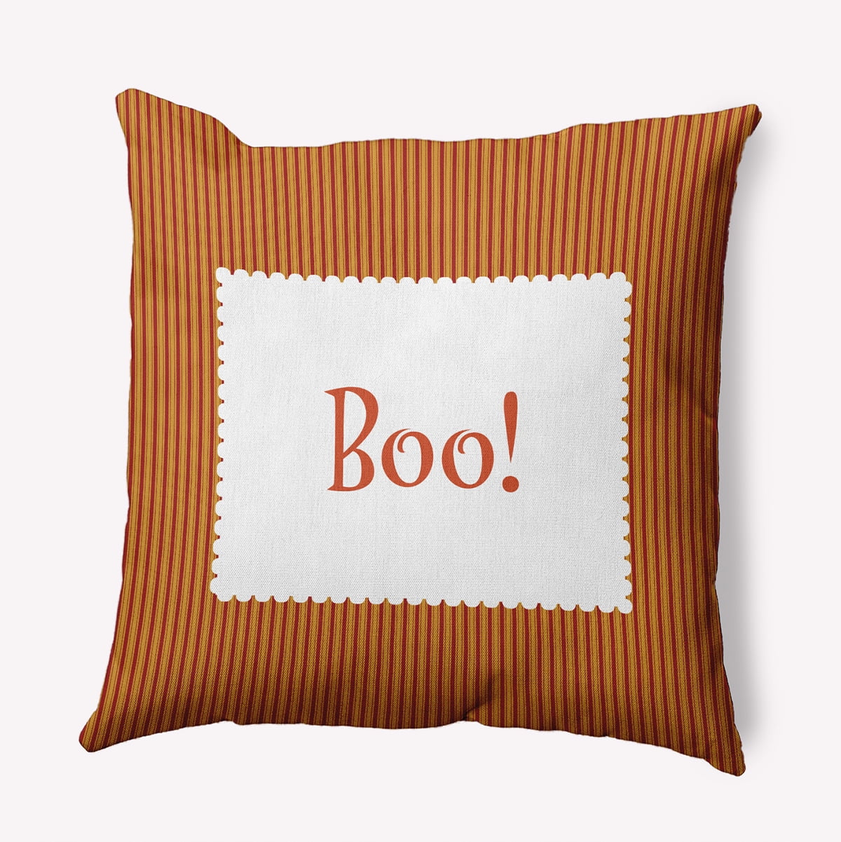 20" x 20" Simply Daisy Halloween Boo Ticking Polyester Accent Pillow, Dark Red Qty 1