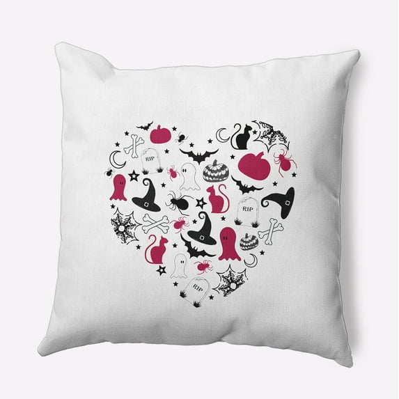 20" x 20" Simply Daisy Halloween Halloween Heart Polyester Indoor/Outdoor Pillow, Fuschia Qty 1