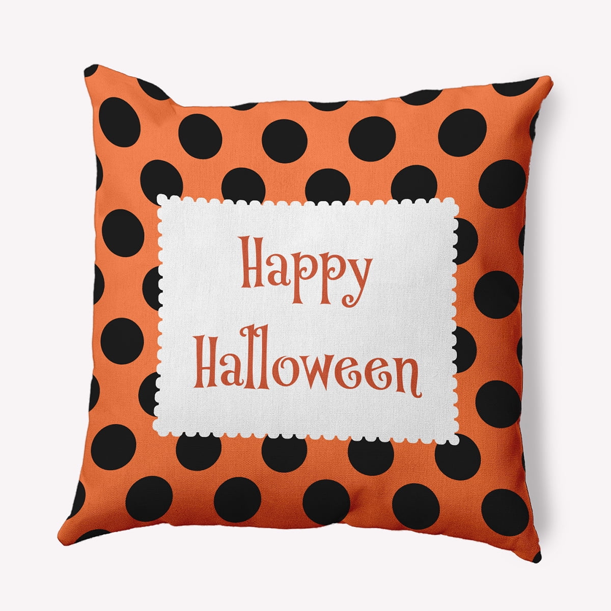 20" x 20" Simply Daisy Halloween Happy Halloween Dots Polyester Indoor/Outdoor Pillow, Traditional Orange Qty 1