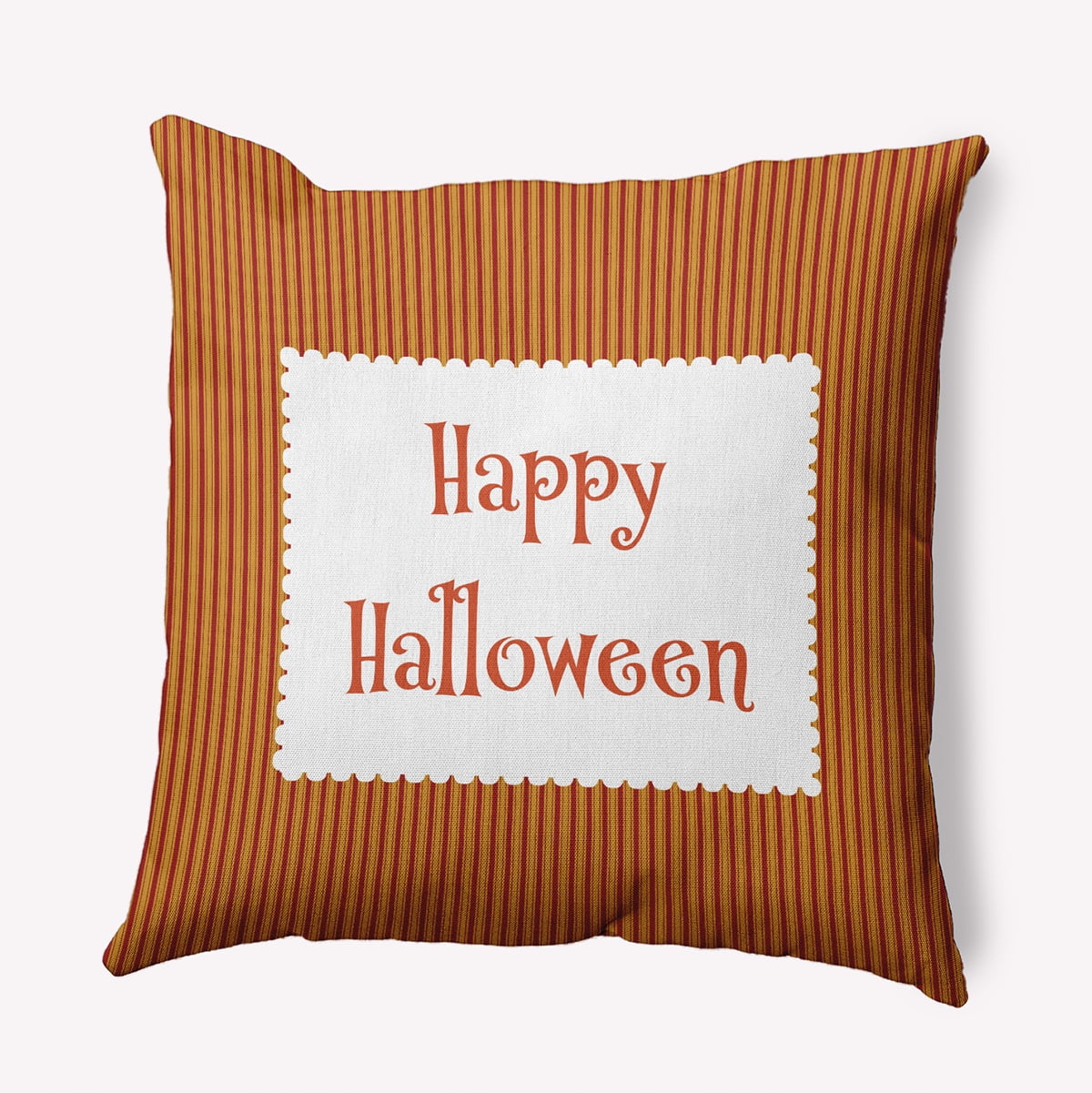 20" x 20" Simply Daisy Halloween Happy Halloween Ticking Polyester Indoor/Outdoor Pillow, Dark Red Qty 1