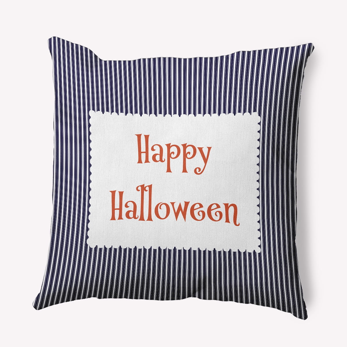20" x 20" Simply Daisy Halloween Happy Halloween Ticking Polyester Indoor/Outdoor Pillow, Navy Qty 1
