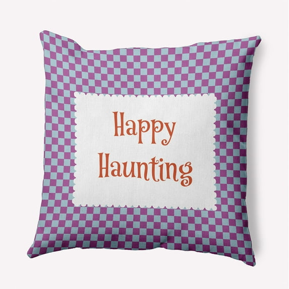 20" x 20" Simply Daisy Halloween Happy Haunting Checks Polyester Accent Pillow, Orchid Qty 1