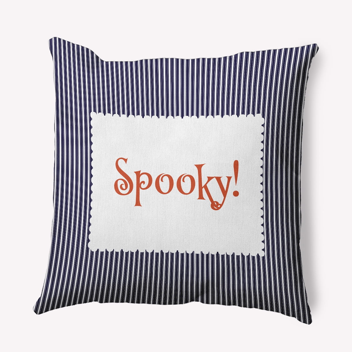 20" x 20" Simply Daisy Halloween Spooky Ticking Polyester Indoor/Outdoor Pillow, Navy Qty 1
