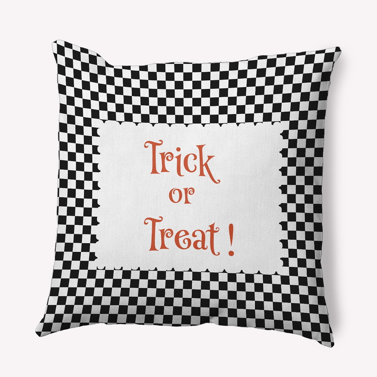 20" x 20" Simply Daisy Halloween Trick or Treat Checks Polyester Accent Pillow, Black Qty 1