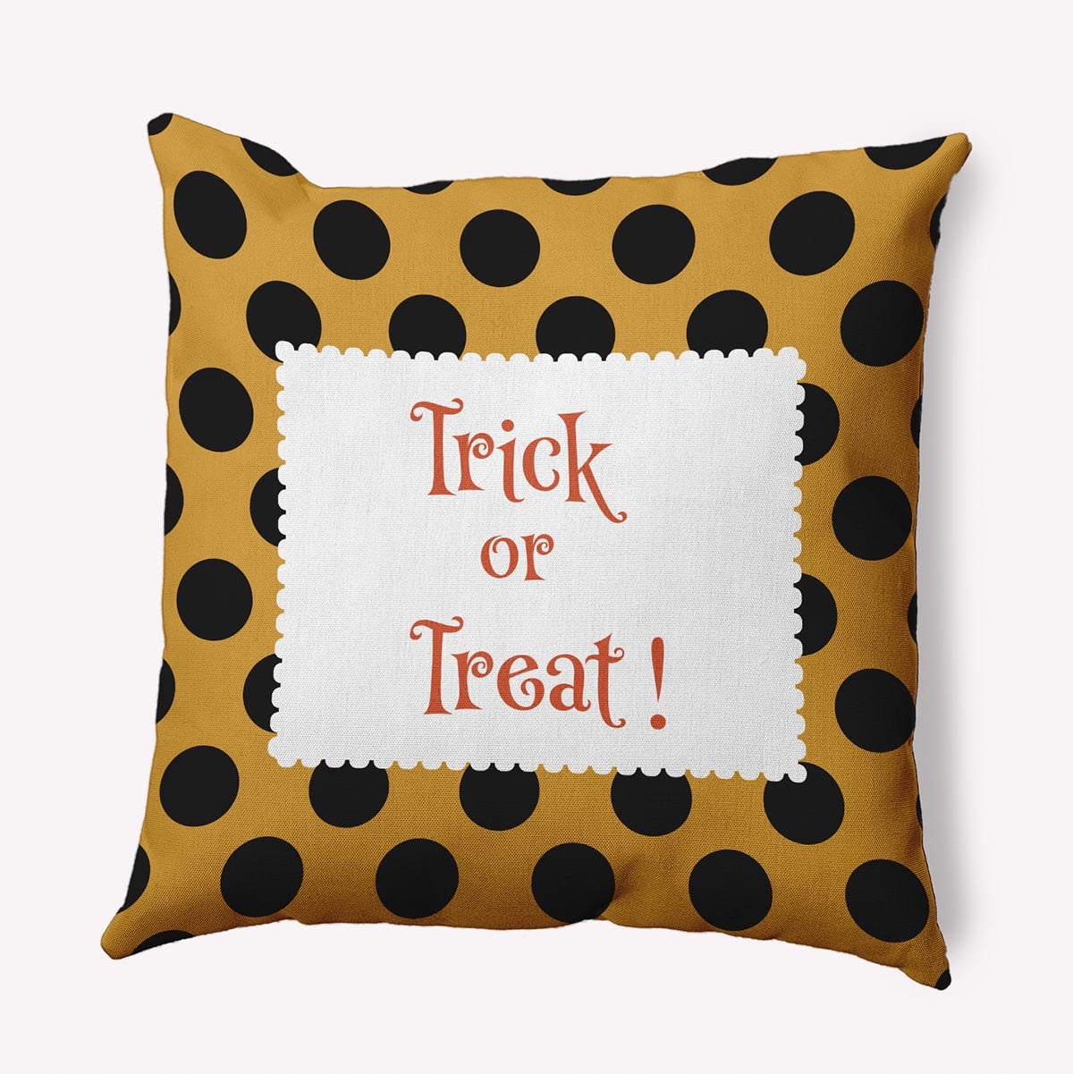 20" x 20" Simply Daisy Halloween Trick or Treat Dots Polyester Indoor/Outdoor Pillow, Golden Mustard Qty 1