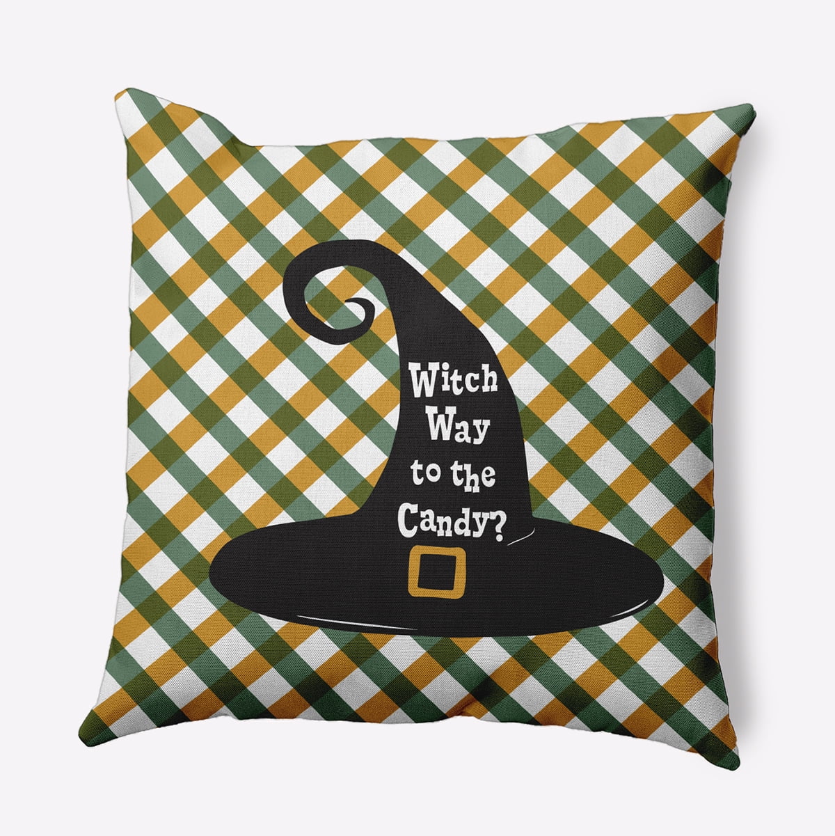 20" x 20" Simply Daisy Halloween Witch Way to the Candy Polyester Accent Pillow, Golden Mustard Qty 1