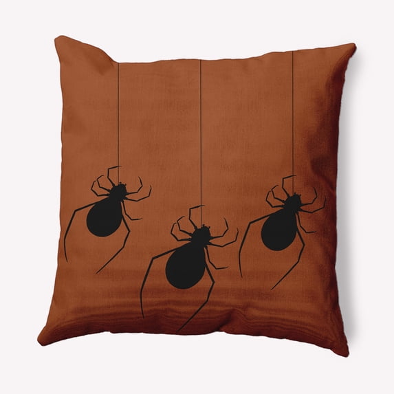20" x 20" Simply Daisy Hanging Spiders Halloween Polyester Accent Pillow, Sienna Qty 1
